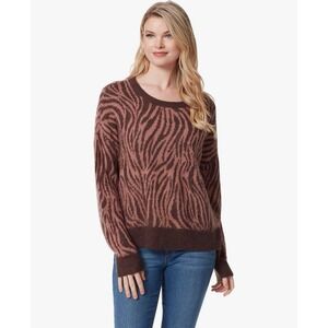 Jessica Simpson Women's Kenna Wide Crew Neck Loose Fit Pullover Size M - Zebra